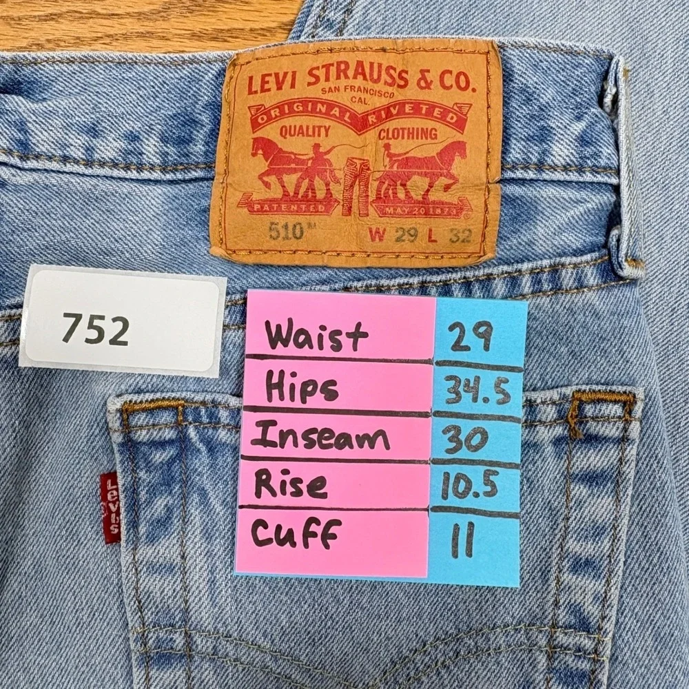 Levi's‎ Jeans Men 29x32 (Fit 29x30) Light Blue 510 Skinny Fit Skater Minimalist